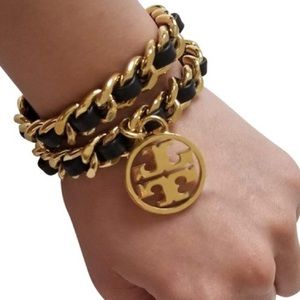 Tory Burch Metallic Double Chain Wrap Bracelet